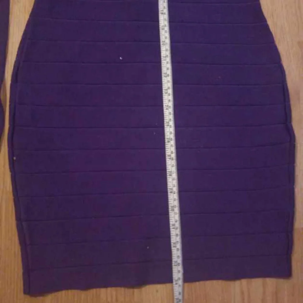 Venus Purple Chiffon Sheer Overlay Bodycon Bandage Dress Size 4 - Picture 6 of 6